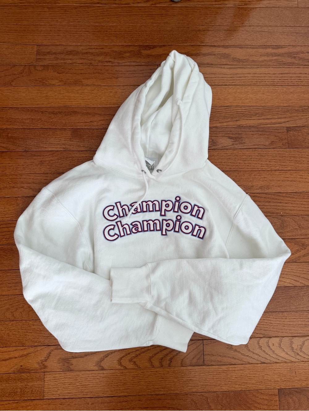 Champion White Cropped Hoodie